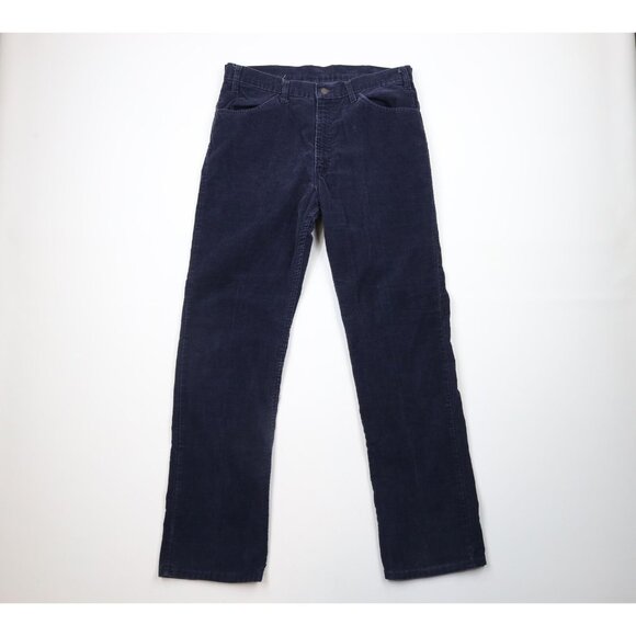 Vtg 80s Levis 517 Mens 36x34 Faded Flared Bootcut Corduroy Chino Pants Blue USA